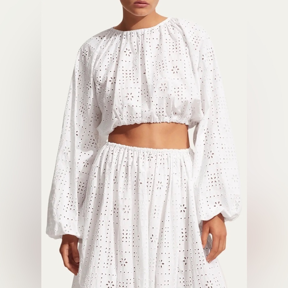 NWT💕 MATTEAU Crochet Broderie Blouson Cropped Blouse